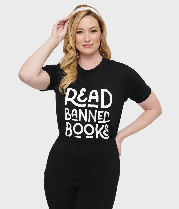 Black & White Read Banned Books Unisex Graphic Tee