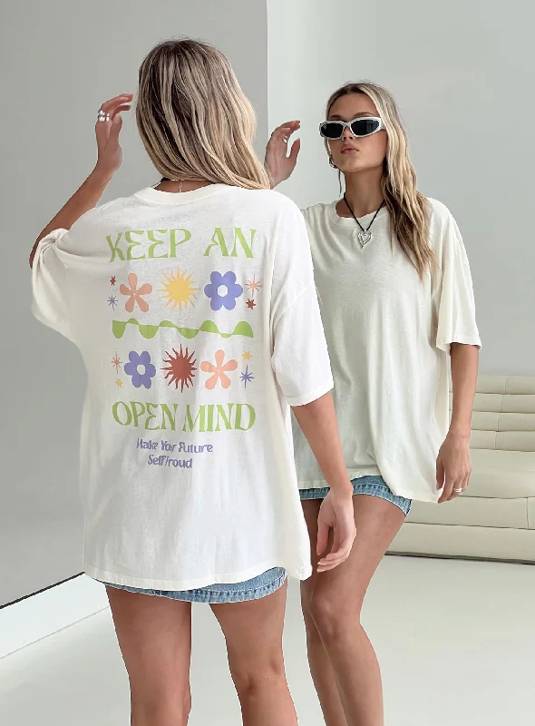 Keep An Open Mind Oversized Tee White