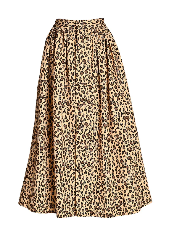 Button Down Skirt In Printed Cotton Faille