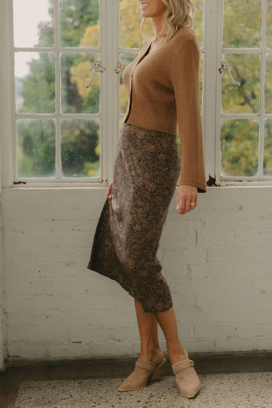 Printed Slip Skirt In Brown