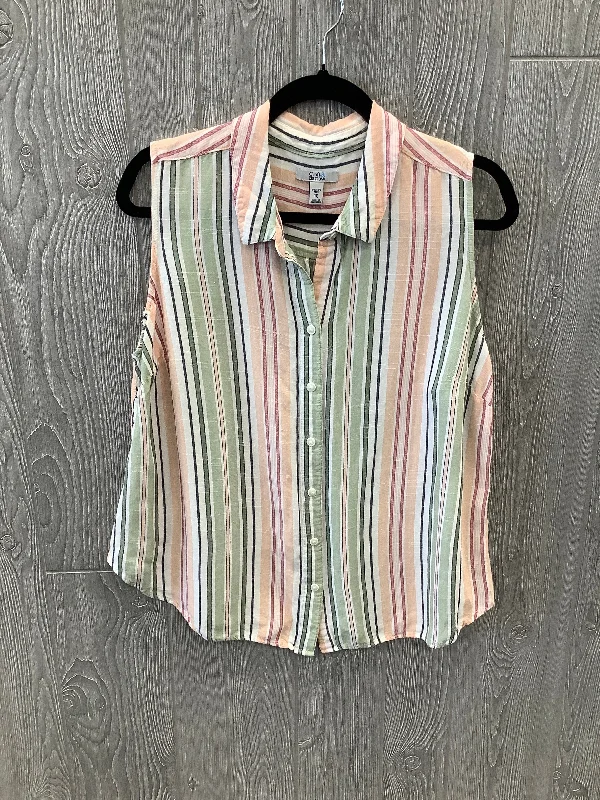 Striped Pattern Top Sleeveless Croft And Barrow, Size 1x