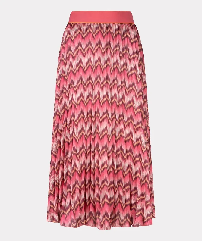 Zig Zag Midi Skirt In Pink Multi