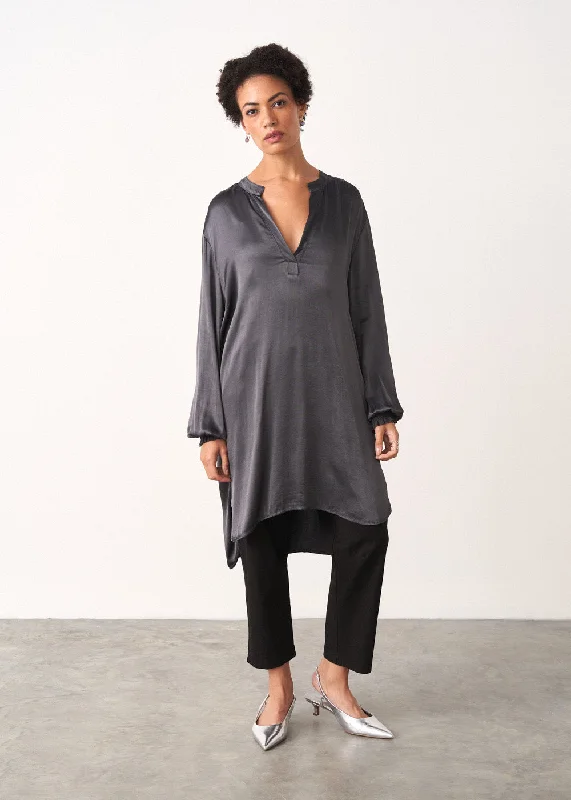 BEA SATIN TOP - CHARCOAL