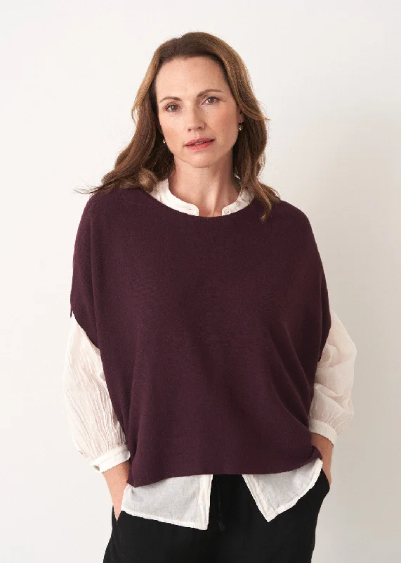 COSIMA SLEEVELESS SWEATER - AUBERGINE