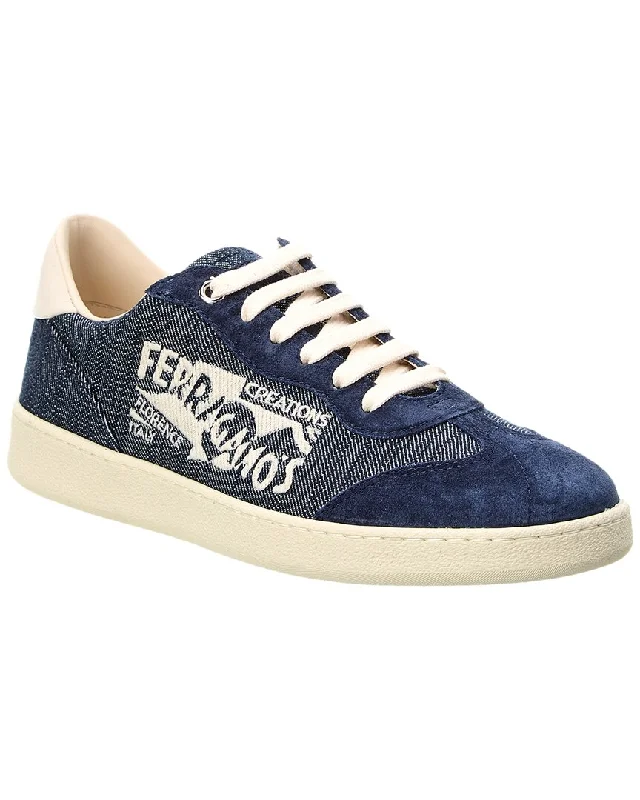 Ferragamo Achille Denim & Suede Sneaker