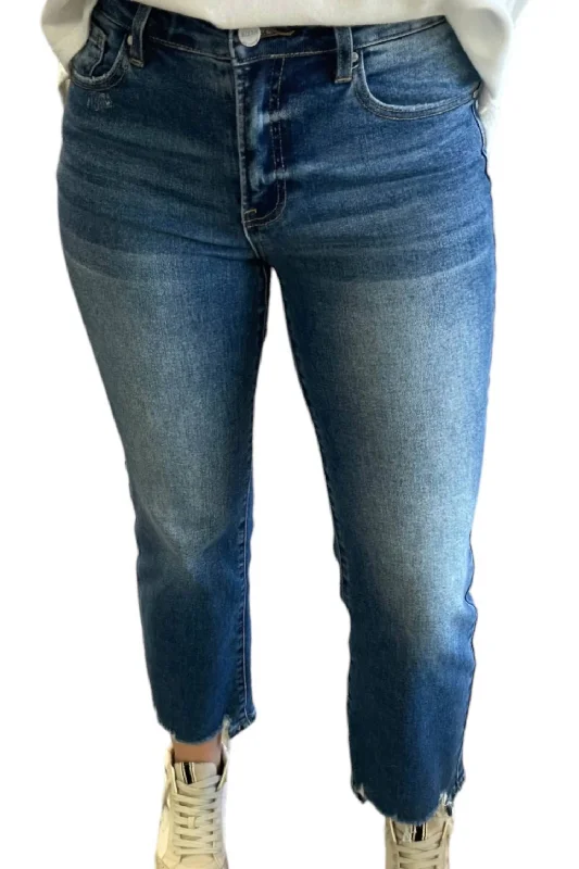 High Rise Relaxed Straight Jeans In Dark Wash