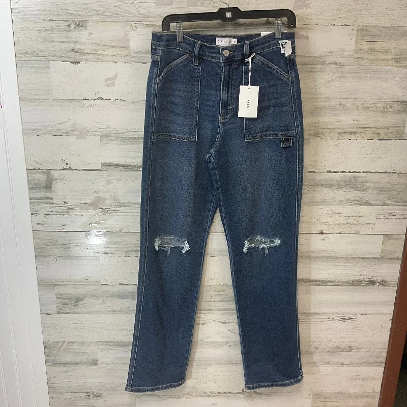 Jeans Straight By CELLO In Blue Denim, Size: 4