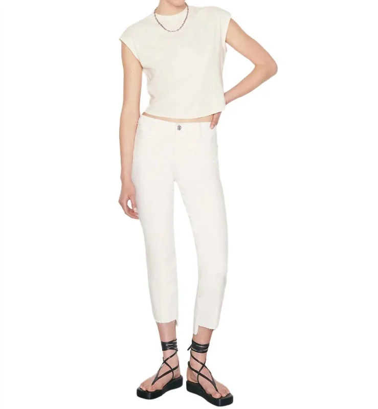 Le High Straight Raw Stagger Crop Jeans In Au Natural Grind