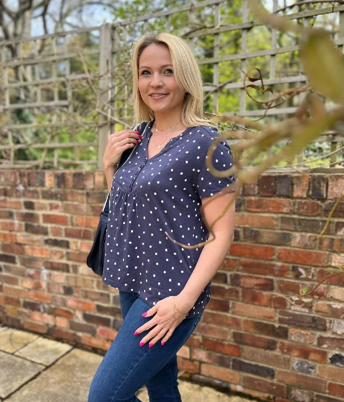 Navy Sponge Spot Cassandra Top