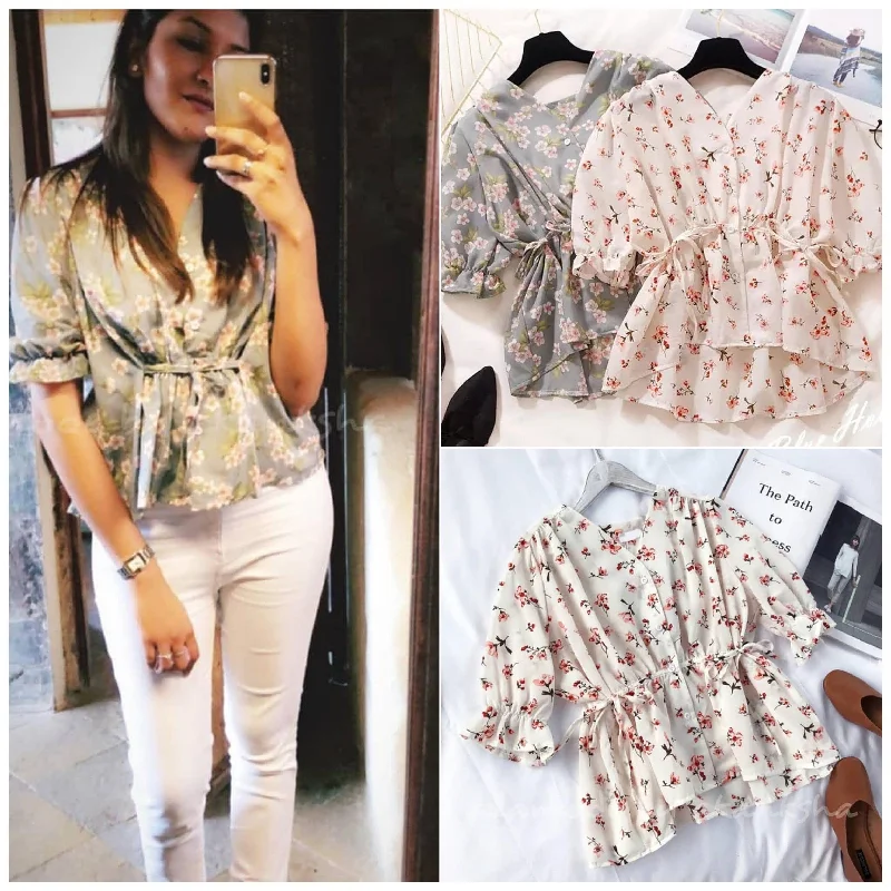 Pegmove Floral Blouses