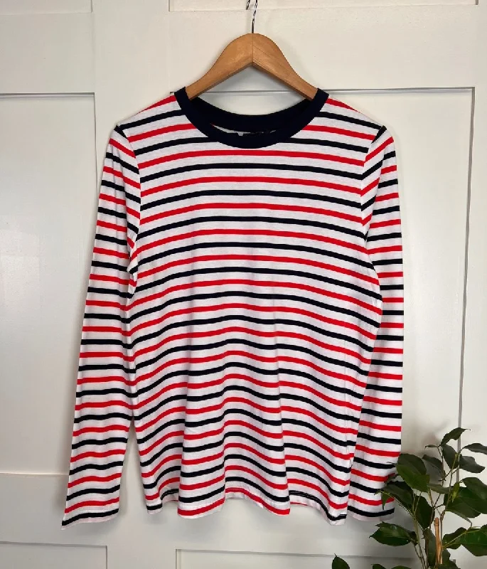 Red Striped Pure Cotton Long Sleeve Top