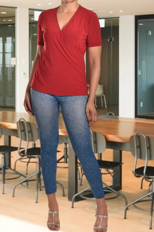 Red V Neck Top