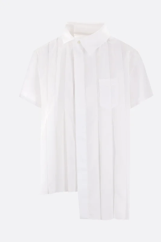 pleated poplin short-sleeved shirt