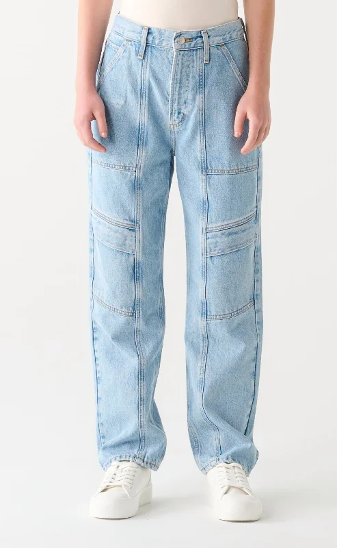 Women's High Waist Utility Jeans In Vintage Blue Wash