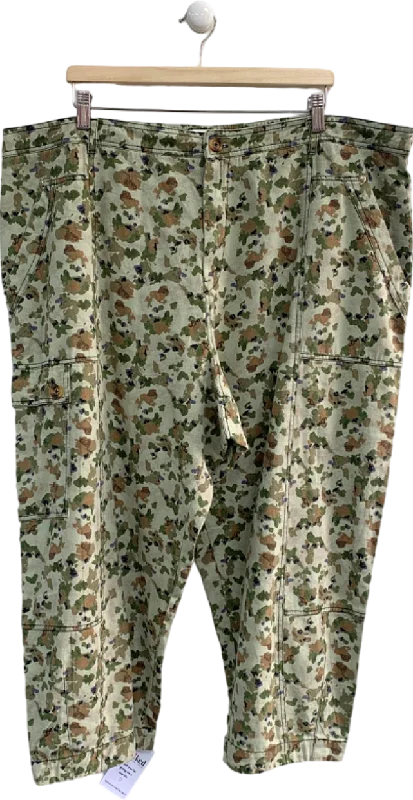 Anthropologie Green Camouflage Print Trousers UK 26W