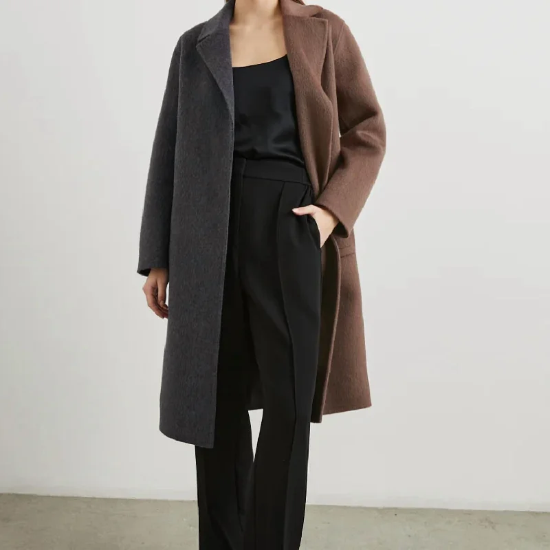 Lore Coat In Charcoal Mink Mix