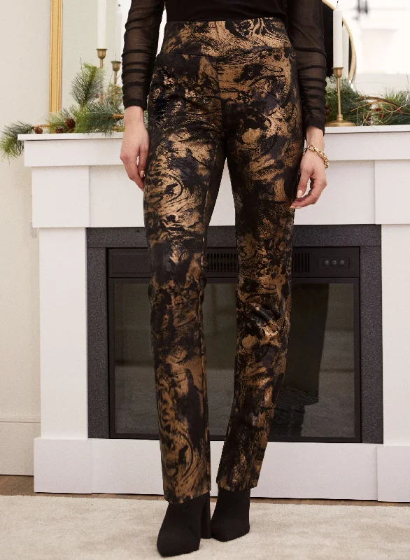 Metallic Pattern Pull-On Pants