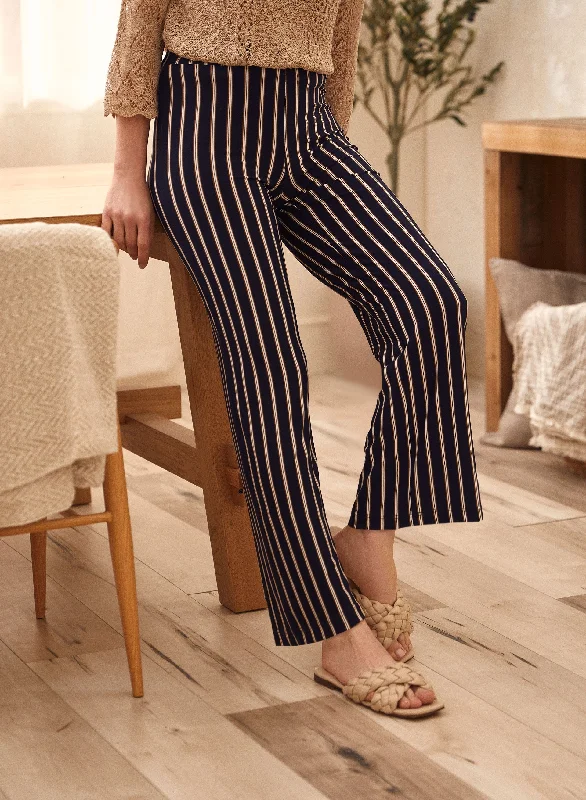 Stripe Print Wide Leg Pants