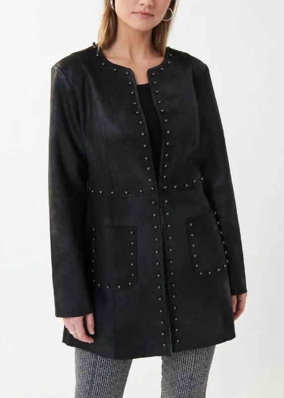 Studded Trim Jacket In Black