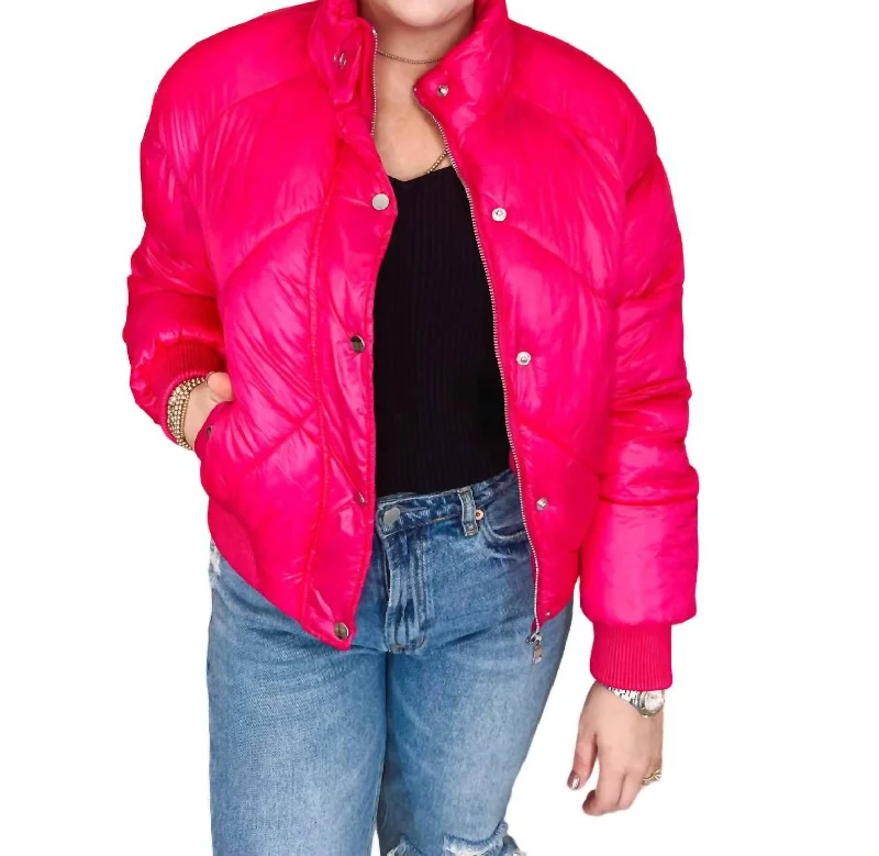 Zoey Puffer Jacket In Fuchsia