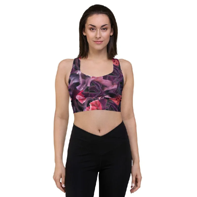 Rose Printed Longline Sports Bra | LaLa D&C