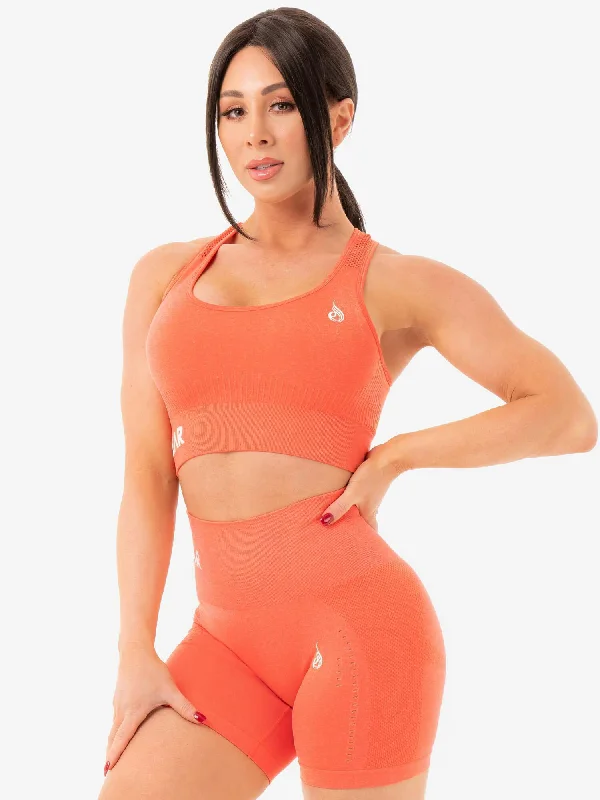 Seamless Staples Sports Bra - Orange Marl