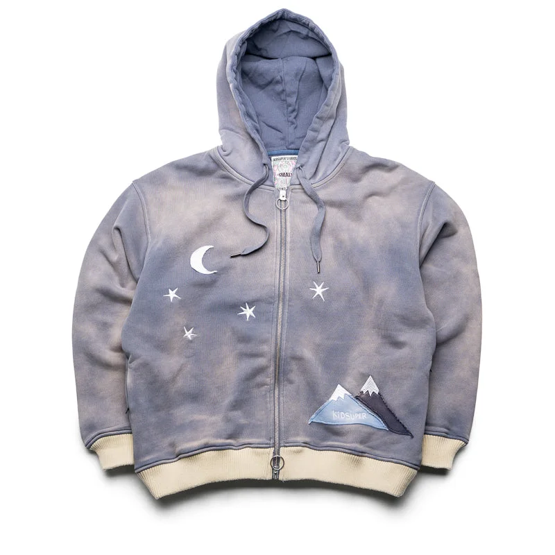 KidSuper Moon Heavyweight Zip Up Hoodie - Blue