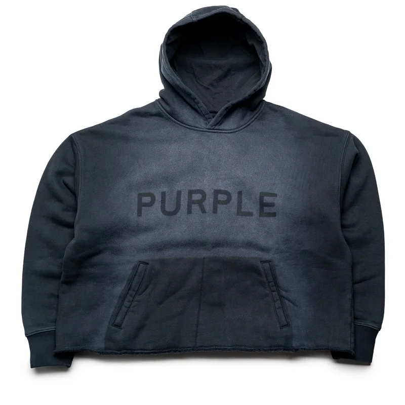 Purple Brand Shadow Wordmark Oversized Hoodie - Black