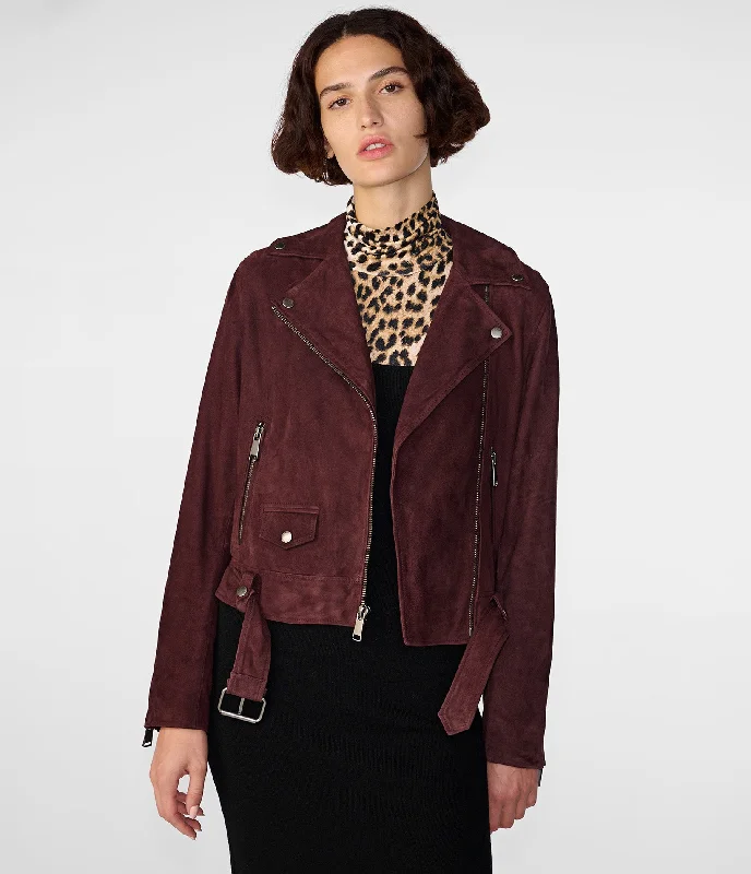 Ada Suede Belted Moto Jacket