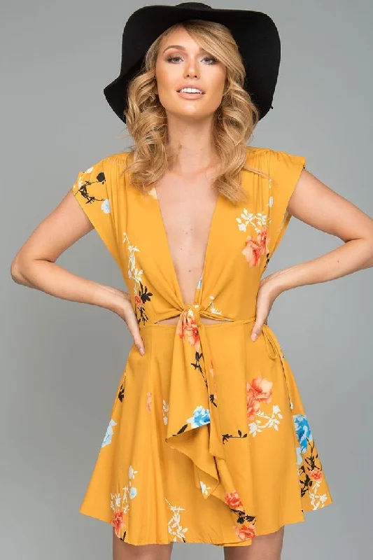 Lydia Casual Summer Dress Yellow Mustard