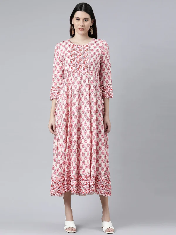 Neeru's Pink Color Rayon Fabric Dress