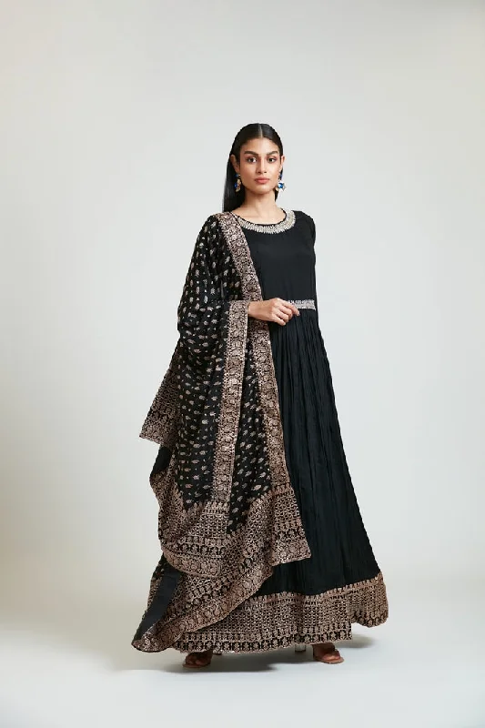 Neeru's Women Silk Black Dress