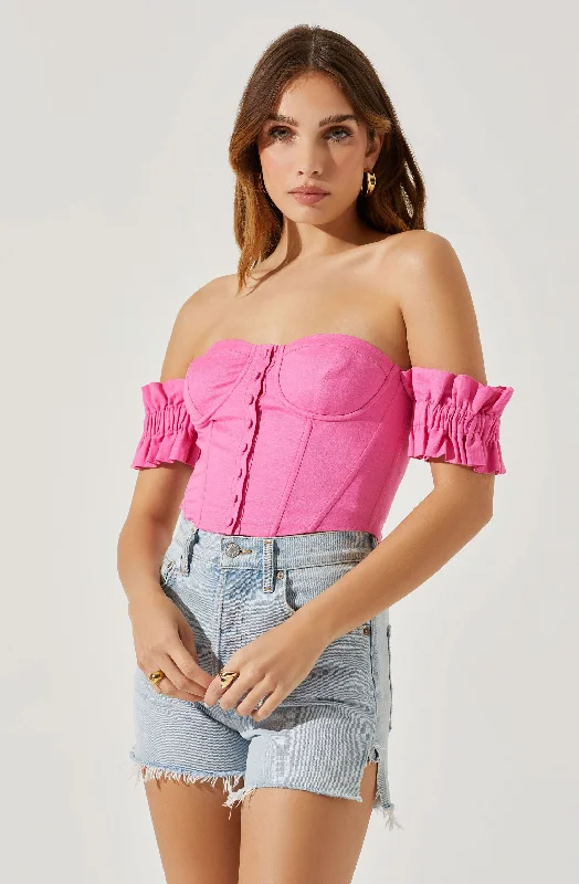 Off Shoulder Ruffle Corset Top