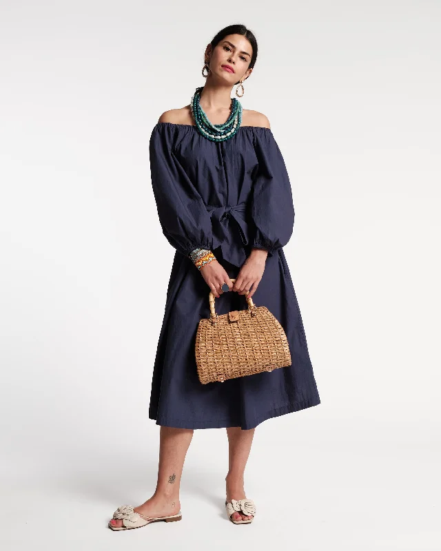 Bliss Midi Dress Cotton Poplin Navy