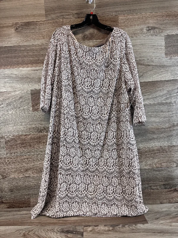 Dress Casual Midi By Jessica Howard In Brown & White, Size: 3x