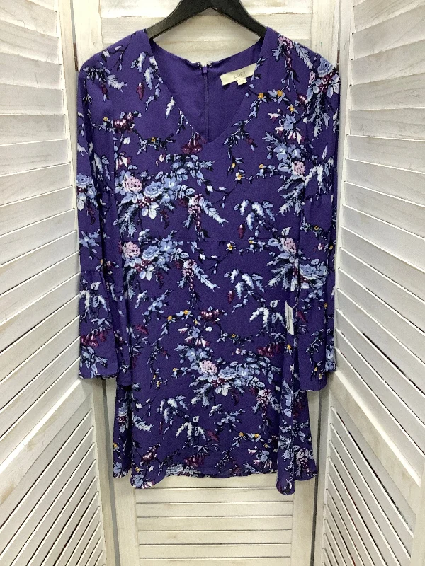 Dress Casual Midi By Loft In Floral Print, Size: 0