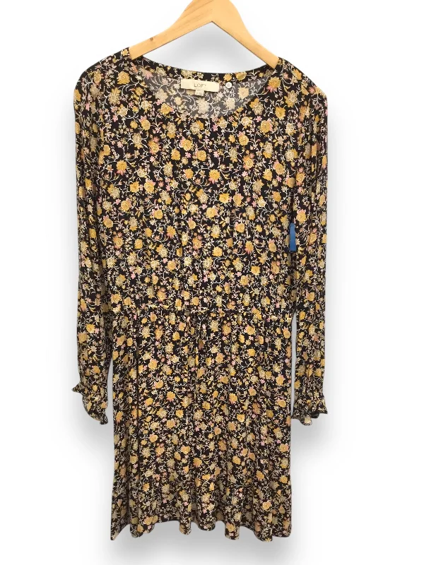 Dress Casual Midi By Loft In Floral Print, Size: M