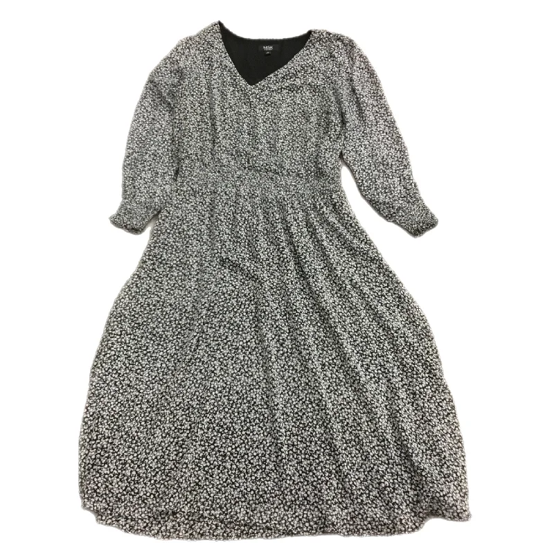 Dress Casual Midi By Msk In Black & White, Size: 1x