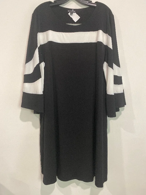 Dress Casual Midi By Nina Leonard In Black & White, Size: 2x