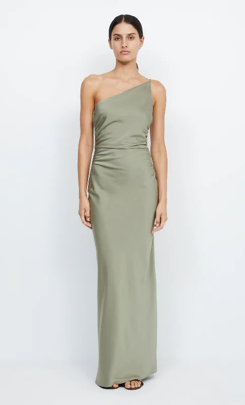 ETERNITY ASYM MAXI DRESS - SAGE