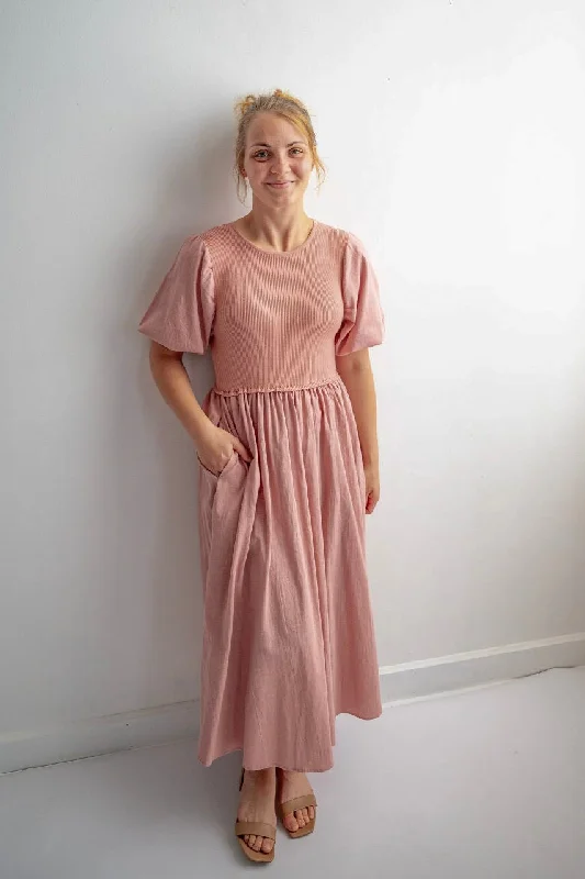 Terra Cotton Midi Dress in Dusty Peach - Final Sale