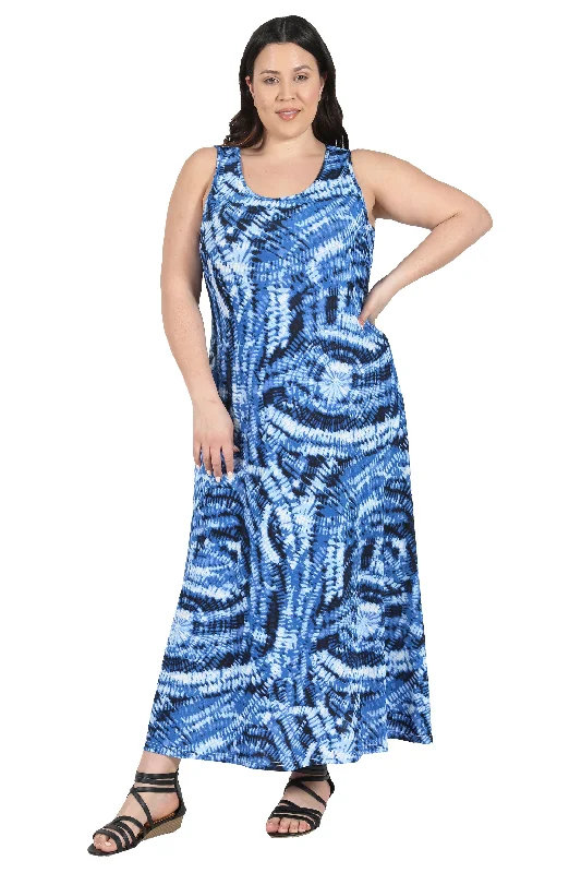 La Cera Paisley Tie Dye Print Plus Size Maxi Dress