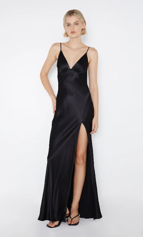 REN SPLIT MAXI DRESS - BLACK