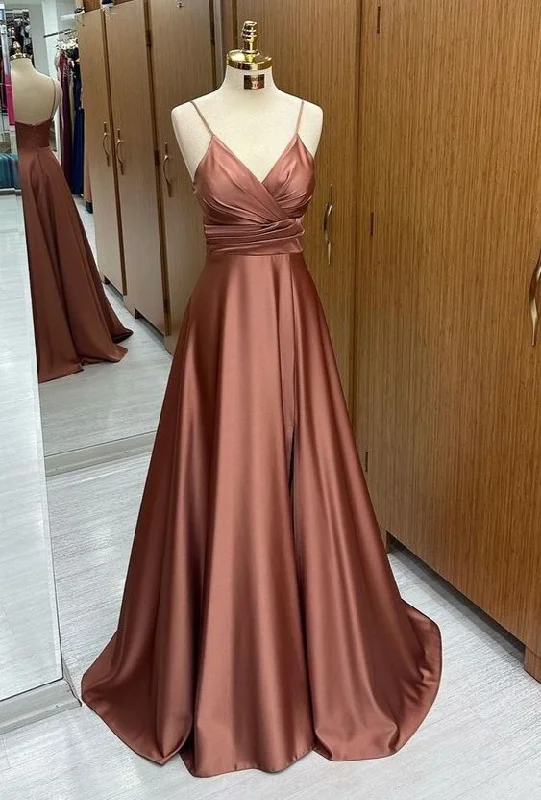 A line Long Evening Dresses Satin Formal Dress      S3589