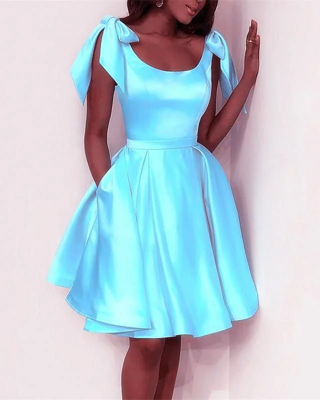 Elegant Satin Homecoming Dresses,Blue Black 8th Grade Prom Dress,Wedding Party Dress     S3187