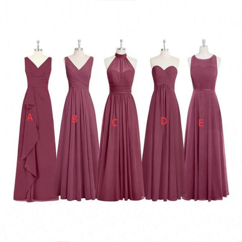 Cheap Elegant Chiffon Mismatched Soft Modes Bridesmaid Dresses, WG12