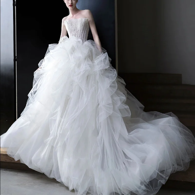 Princess Couture Sleeveless Tulle Wedding Dress with Ruffle