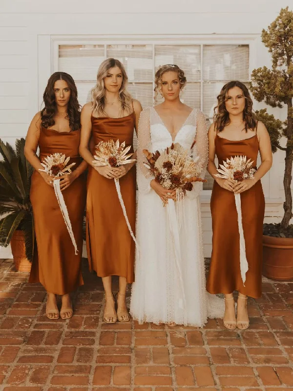 Simple Spaghetti Long Bridesmaid Dresses, Sheath Bridesmaid Dresses, Affordable Bridesmaid Dresses