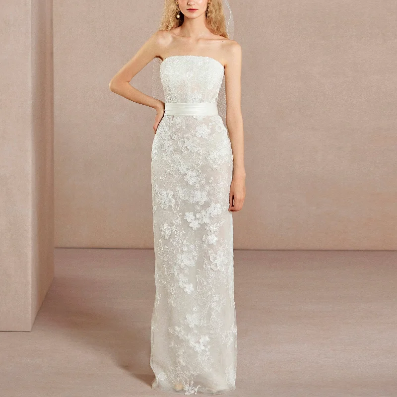 Strapless Sheath & Column All-over Lace Wedding Dress